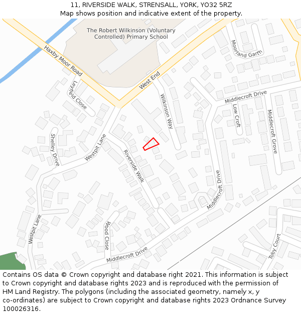 11, RIVERSIDE WALK, STRENSALL, YORK, YO32 5RZ: Location map and indicative extent of plot