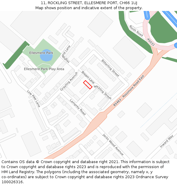 11, ROCKLING STREET, ELLESMERE PORT, CH66 1UJ: Location map and indicative extent of plot