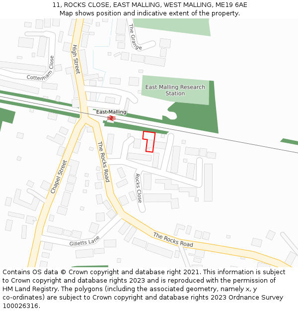 11, ROCKS CLOSE, EAST MALLING, WEST MALLING, ME19 6AE: Location map and indicative extent of plot