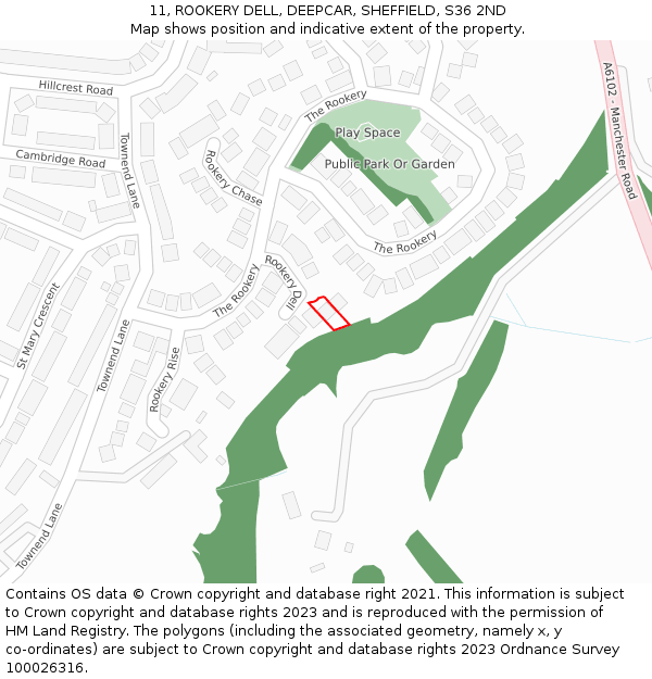 11, ROOKERY DELL, DEEPCAR, SHEFFIELD, S36 2ND: Location map and indicative extent of plot
