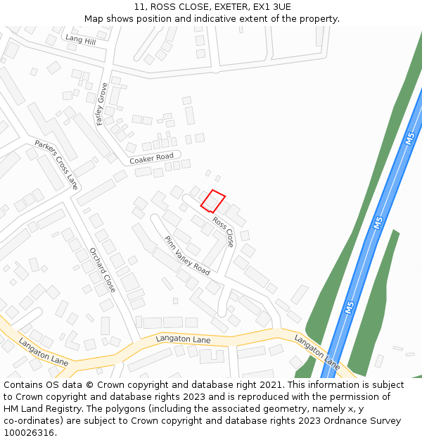 11, ROSS CLOSE, EXETER, EX1 3UE: Location map and indicative extent of plot