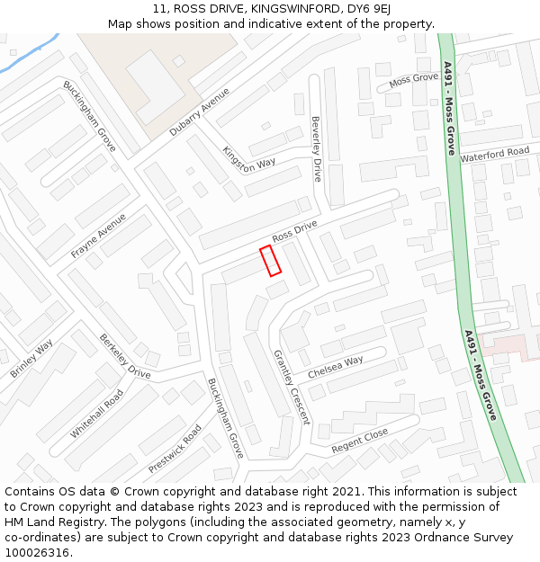 11, ROSS DRIVE, KINGSWINFORD, DY6 9EJ: Location map and indicative extent of plot
