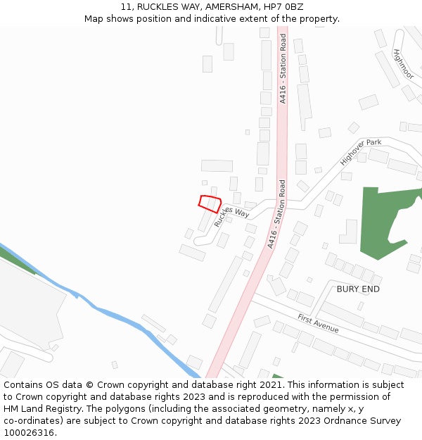 11, RUCKLES WAY, AMERSHAM, HP7 0BZ: Location map and indicative extent of plot