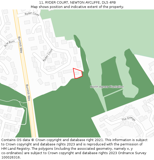 11, RYDER COURT, NEWTON AYCLIFFE, DL5 4PB: Location map and indicative extent of plot