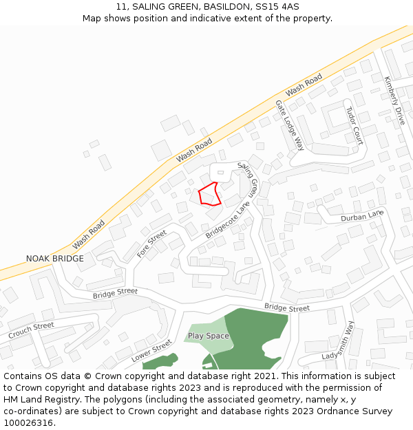 11, SALING GREEN, BASILDON, SS15 4AS: Location map and indicative extent of plot