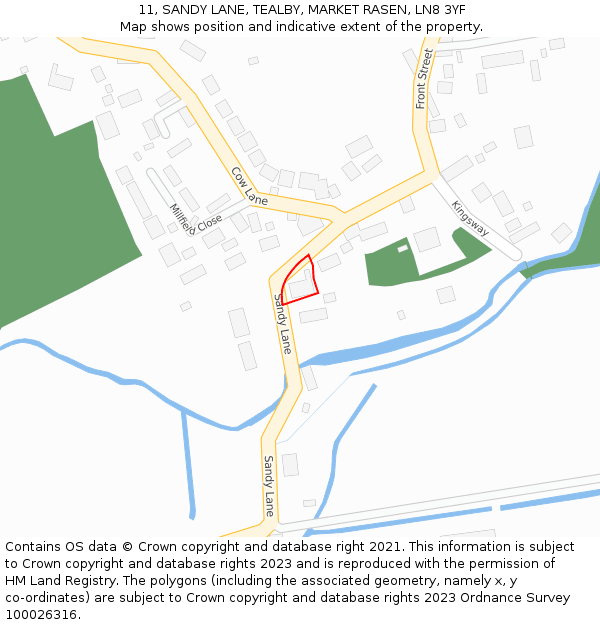 11, SANDY LANE, TEALBY, MARKET RASEN, LN8 3YF: Location map and indicative extent of plot