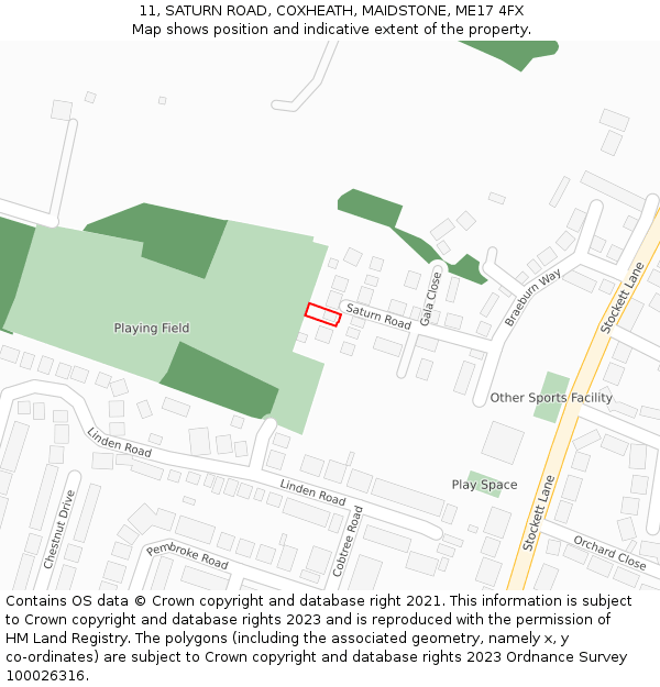 11, SATURN ROAD, COXHEATH, MAIDSTONE, ME17 4FX: Location map and indicative extent of plot