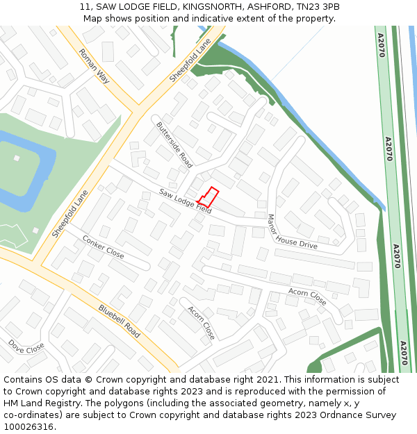 11, SAW LODGE FIELD, KINGSNORTH, ASHFORD, TN23 3PB: Location map and indicative extent of plot