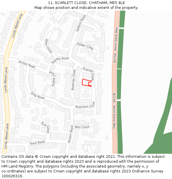 11, SCARLETT CLOSE, CHATHAM, ME5 8LE: Location map and indicative extent of plot