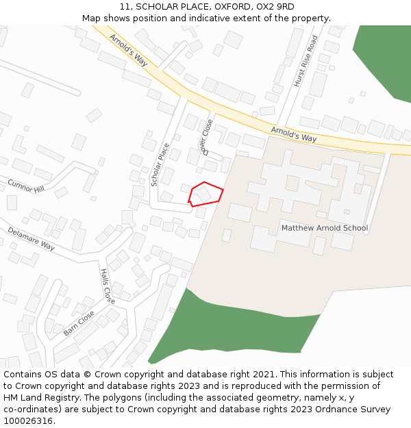 11, SCHOLAR PLACE, OXFORD, OX2 9RD: Location map and indicative extent of plot