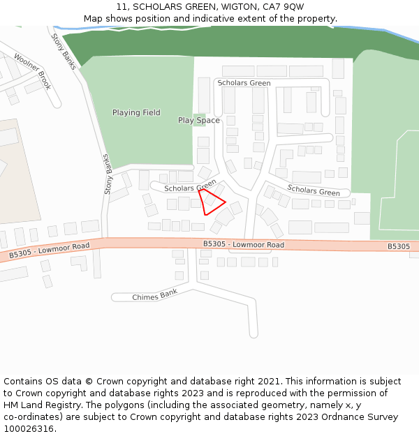 11, SCHOLARS GREEN, WIGTON, CA7 9QW: Location map and indicative extent of plot