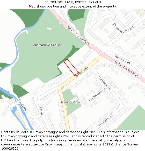 11, SCHOOL LANE, EXETER, EX2 6LB: Location map and indicative extent of plot