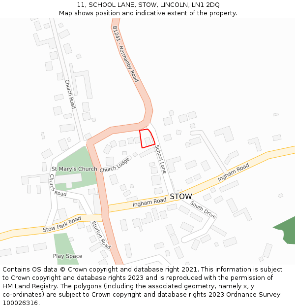 11, SCHOOL LANE, STOW, LINCOLN, LN1 2DQ: Location map and indicative extent of plot