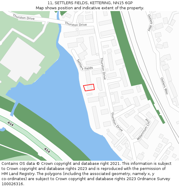 11, SETTLERS FIELDS, KETTERING, NN15 6GP: Location map and indicative extent of plot