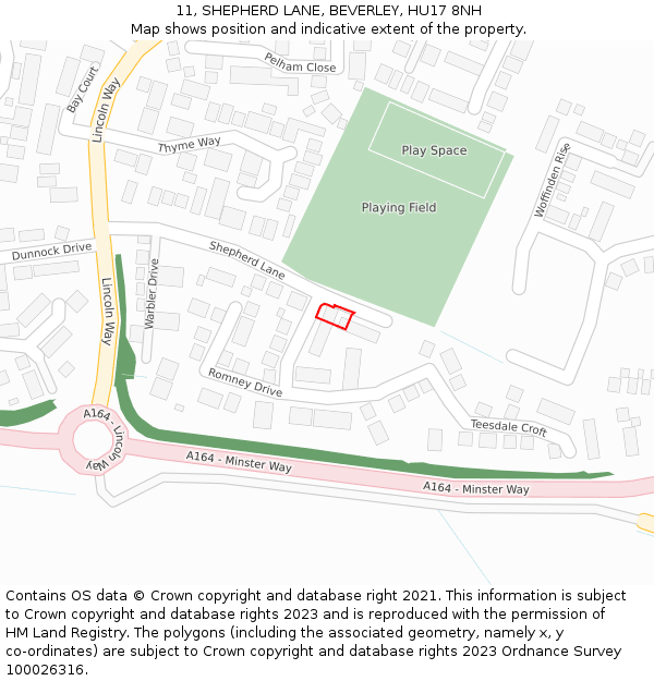 11, SHEPHERD LANE, BEVERLEY, HU17 8NH: Location map and indicative extent of plot