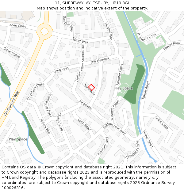 11, SHEREWAY, AYLESBURY, HP19 8GL: Location map and indicative extent of plot