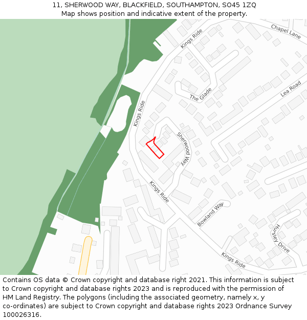 11, SHERWOOD WAY, BLACKFIELD, SOUTHAMPTON, SO45 1ZQ: Location map and indicative extent of plot