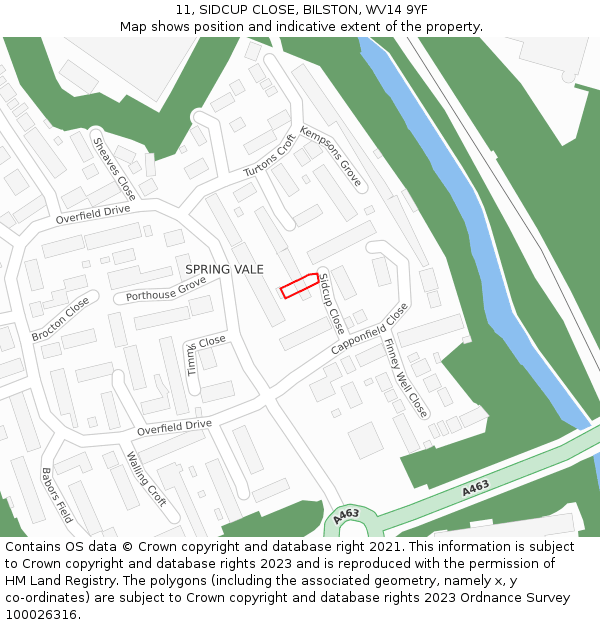 11, SIDCUP CLOSE, BILSTON, WV14 9YF: Location map and indicative extent of plot