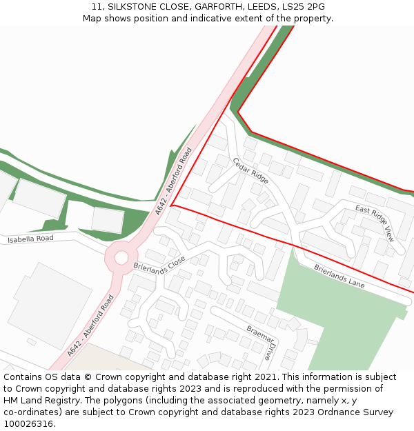 11, SILKSTONE CLOSE, GARFORTH, LEEDS, LS25 2PG: Location map and indicative extent of plot