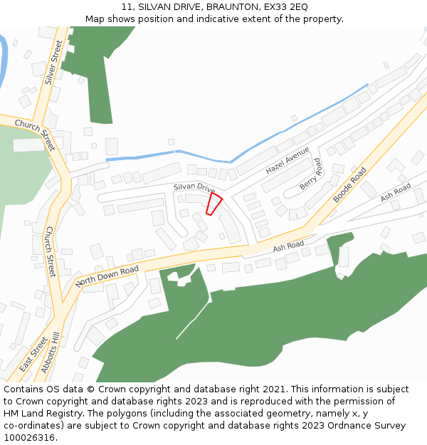 11, SILVAN DRIVE, BRAUNTON, EX33 2EQ: Location map and indicative extent of plot