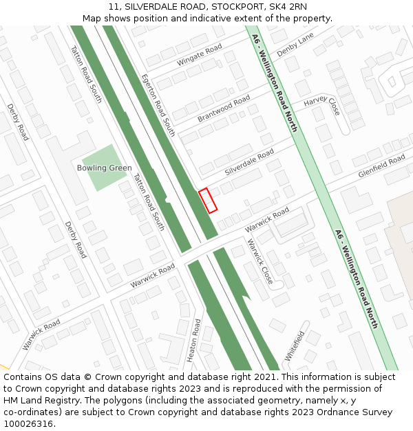 11, SILVERDALE ROAD, STOCKPORT, SK4 2RN: Location map and indicative extent of plot
