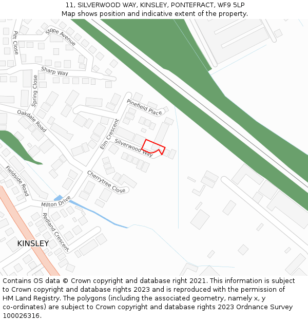 11, SILVERWOOD WAY, KINSLEY, PONTEFRACT, WF9 5LP: Location map and indicative extent of plot