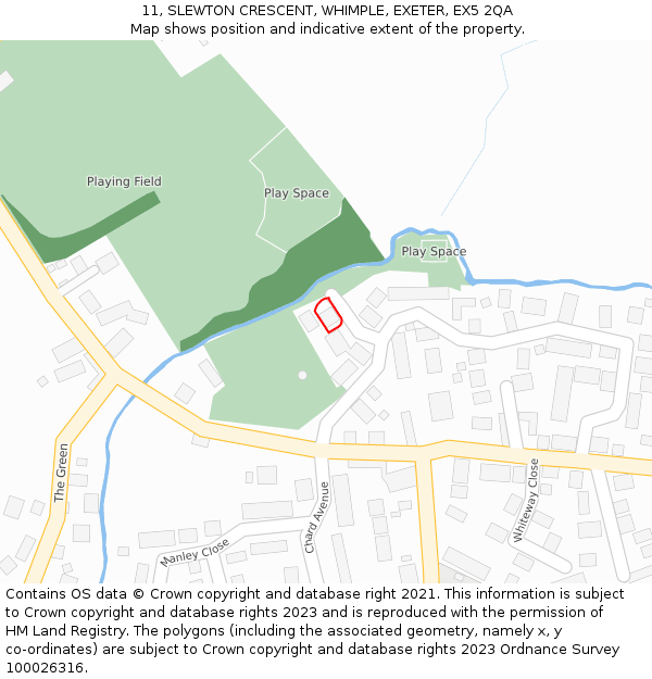 11, SLEWTON CRESCENT, WHIMPLE, EXETER, EX5 2QA: Location map and indicative extent of plot