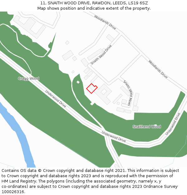 11, SNAITH WOOD DRIVE, RAWDON, LEEDS, LS19 6SZ: Location map and indicative extent of plot