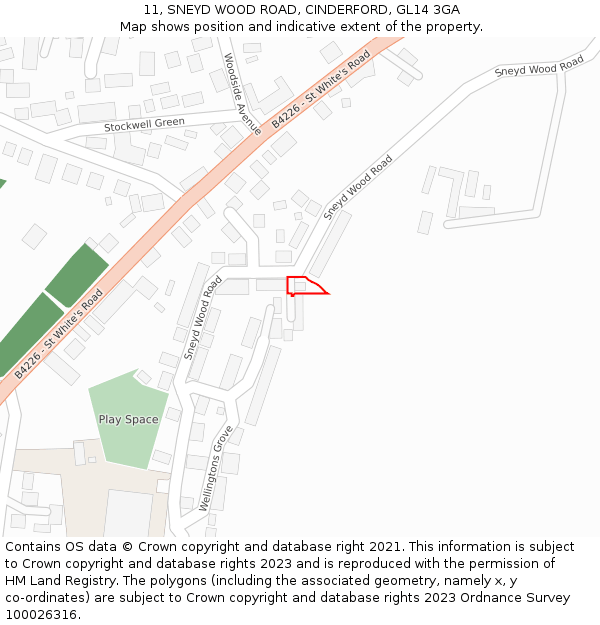 11, SNEYD WOOD ROAD, CINDERFORD, GL14 3GA: Location map and indicative extent of plot