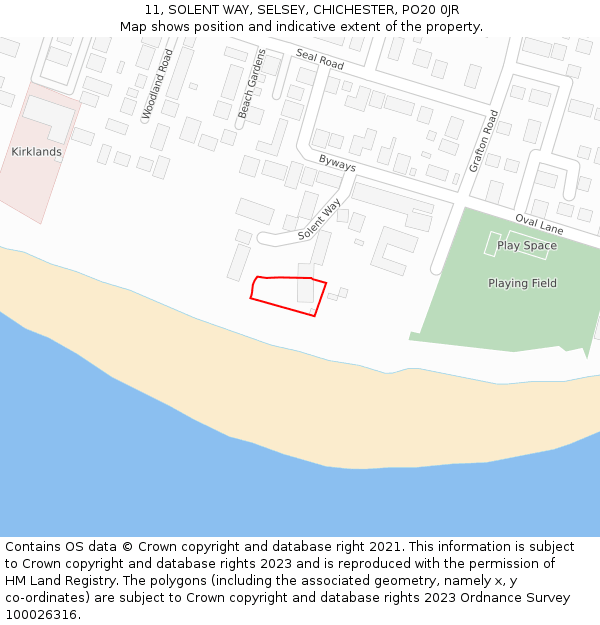 11, SOLENT WAY, SELSEY, CHICHESTER, PO20 0JR: Location map and indicative extent of plot