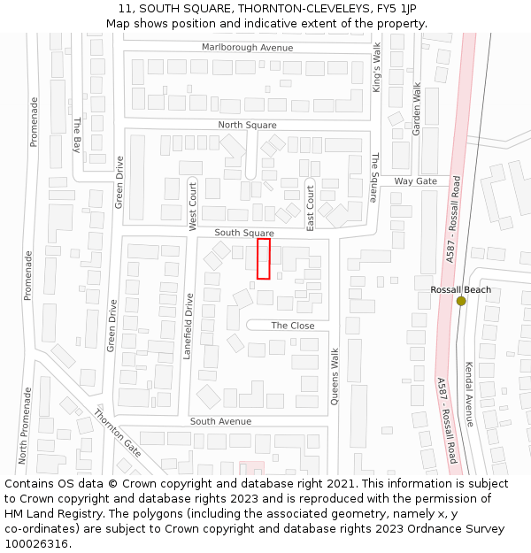 11, SOUTH SQUARE, THORNTON-CLEVELEYS, FY5 1JP: Location map and indicative extent of plot