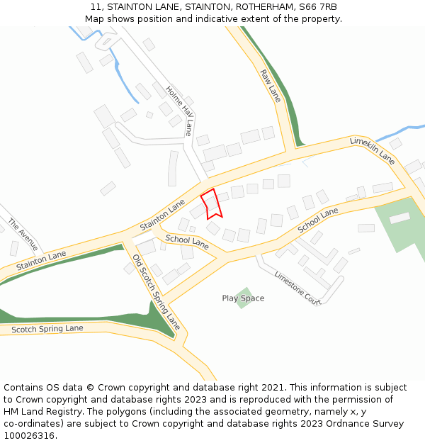 11, STAINTON LANE, STAINTON, ROTHERHAM, S66 7RB: Location map and indicative extent of plot