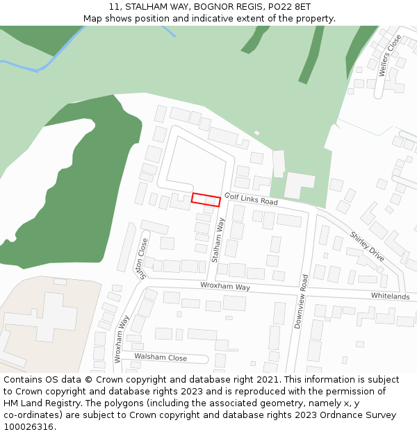 11, STALHAM WAY, BOGNOR REGIS, PO22 8ET: Location map and indicative extent of plot