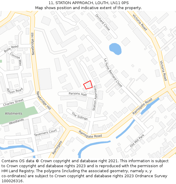 11, STATION APPROACH, LOUTH, LN11 0PS: Location map and indicative extent of plot