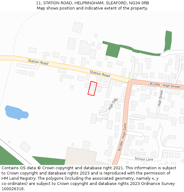 11, STATION ROAD, HELPRINGHAM, SLEAFORD, NG34 0RB: Location map and indicative extent of plot