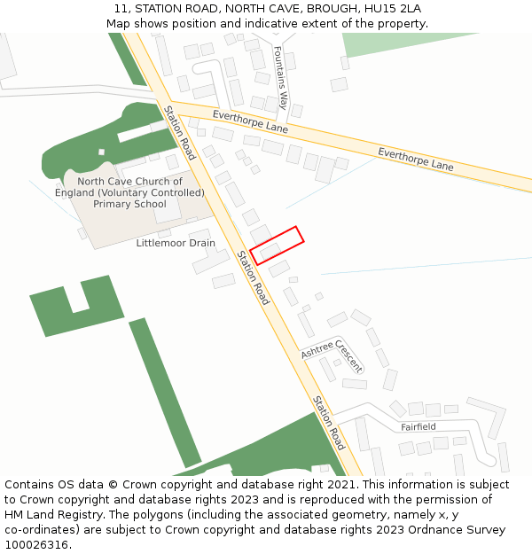 11, STATION ROAD, NORTH CAVE, BROUGH, HU15 2LA: Location map and indicative extent of plot