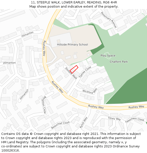 11, STEEPLE WALK, LOWER EARLEY, READING, RG6 4HR: Location map and indicative extent of plot