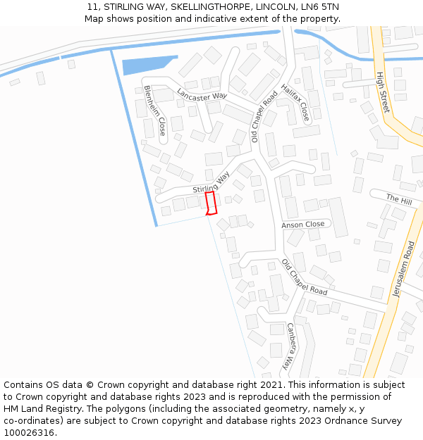 11, STIRLING WAY, SKELLINGTHORPE, LINCOLN, LN6 5TN: Location map and indicative extent of plot