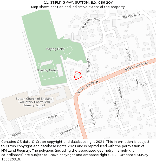 11, STIRLING WAY, SUTTON, ELY, CB6 2QY: Location map and indicative extent of plot