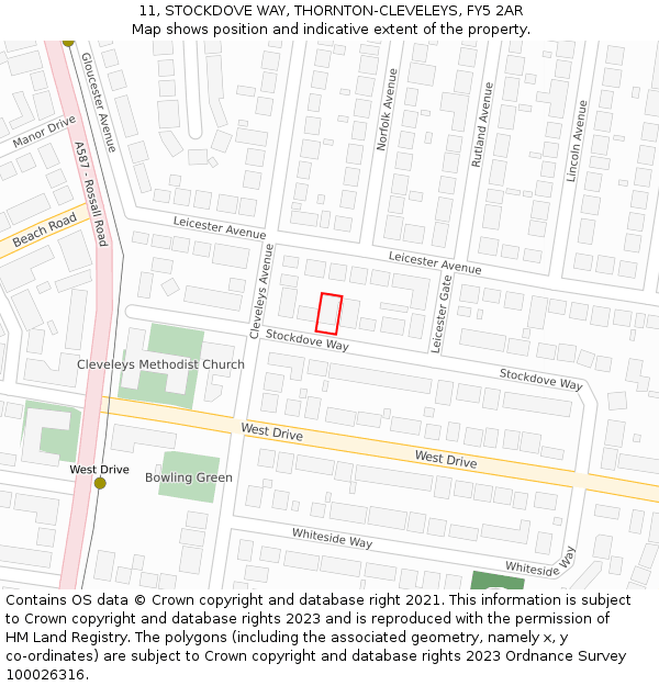 11, STOCKDOVE WAY, THORNTON-CLEVELEYS, FY5 2AR: Location map and indicative extent of plot