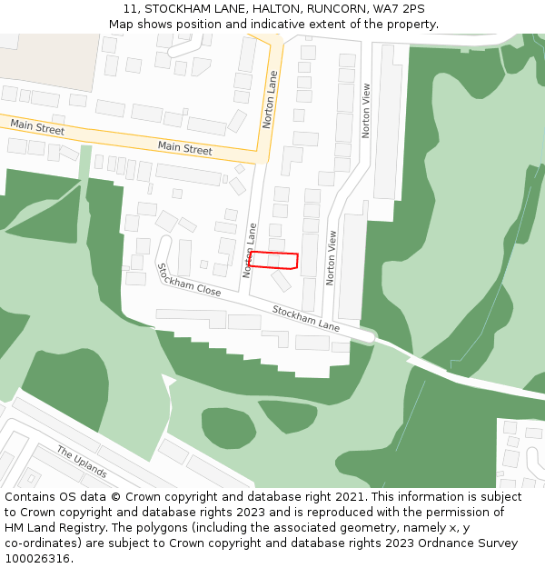 11, STOCKHAM LANE, HALTON, RUNCORN, WA7 2PS: Location map and indicative extent of plot