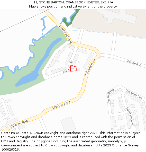 11, STONE BARTON, CRANBROOK, EXETER, EX5 7FA: Location map and indicative extent of plot