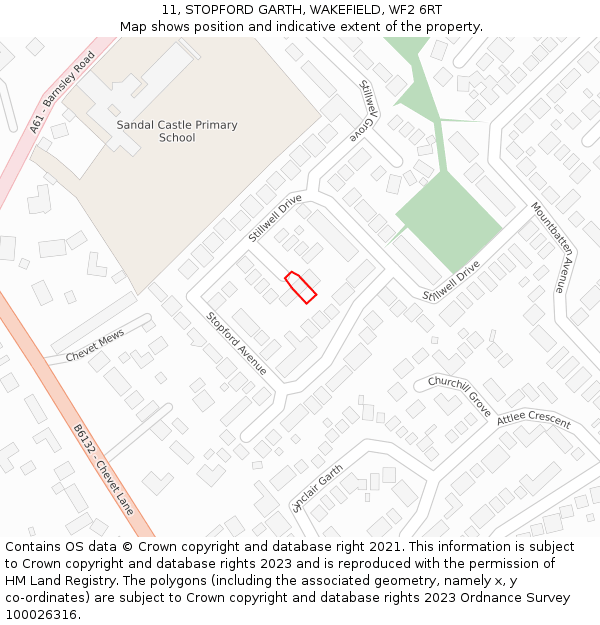 11, STOPFORD GARTH, WAKEFIELD, WF2 6RT: Location map and indicative extent of plot