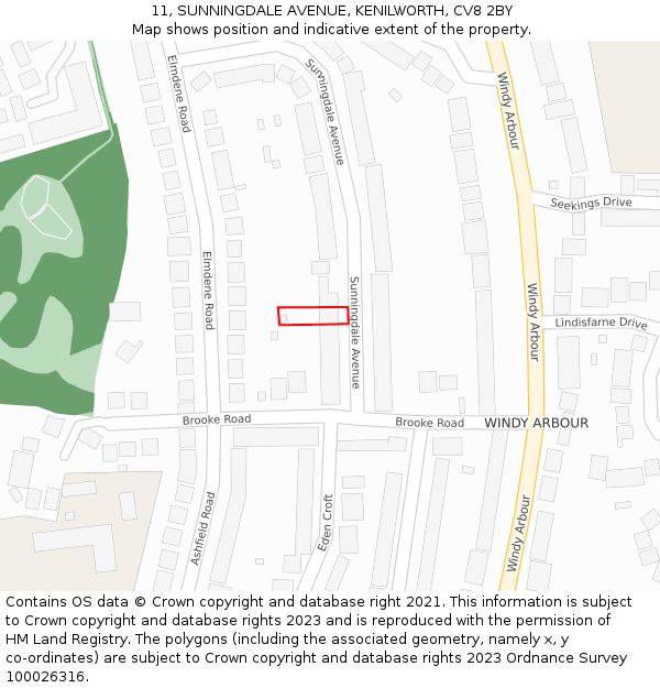 11, SUNNINGDALE AVENUE, KENILWORTH, CV8 2BY: Location map and indicative extent of plot