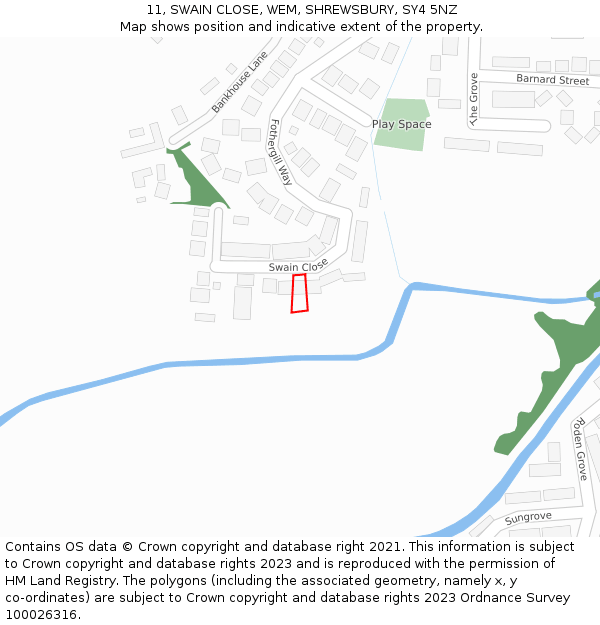 11, SWAIN CLOSE, WEM, SHREWSBURY, SY4 5NZ: Location map and indicative extent of plot