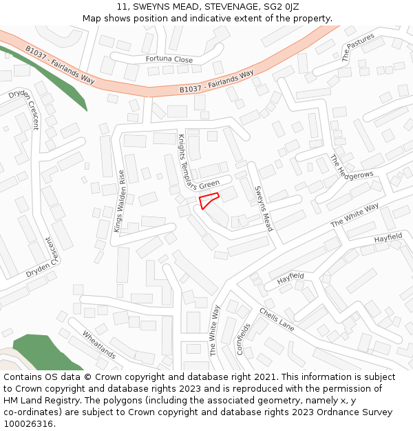 11, SWEYNS MEAD, STEVENAGE, SG2 0JZ: Location map and indicative extent of plot