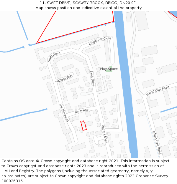 11, SWIFT DRIVE, SCAWBY BROOK, BRIGG, DN20 9FL: Location map and indicative extent of plot