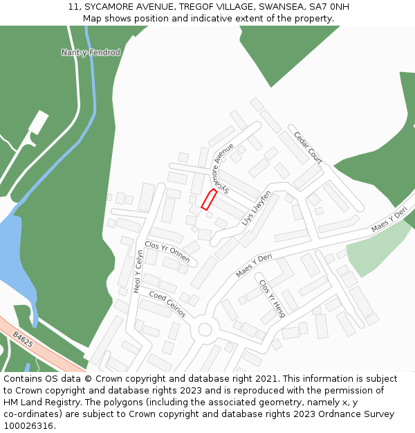 11, SYCAMORE AVENUE, TREGOF VILLAGE, SWANSEA, SA7 0NH: Location map and indicative extent of plot