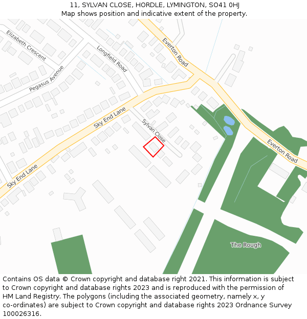 11, SYLVAN CLOSE, HORDLE, LYMINGTON, SO41 0HJ: Location map and indicative extent of plot