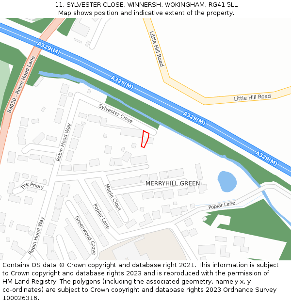 11, SYLVESTER CLOSE, WINNERSH, WOKINGHAM, RG41 5LL: Location map and indicative extent of plot